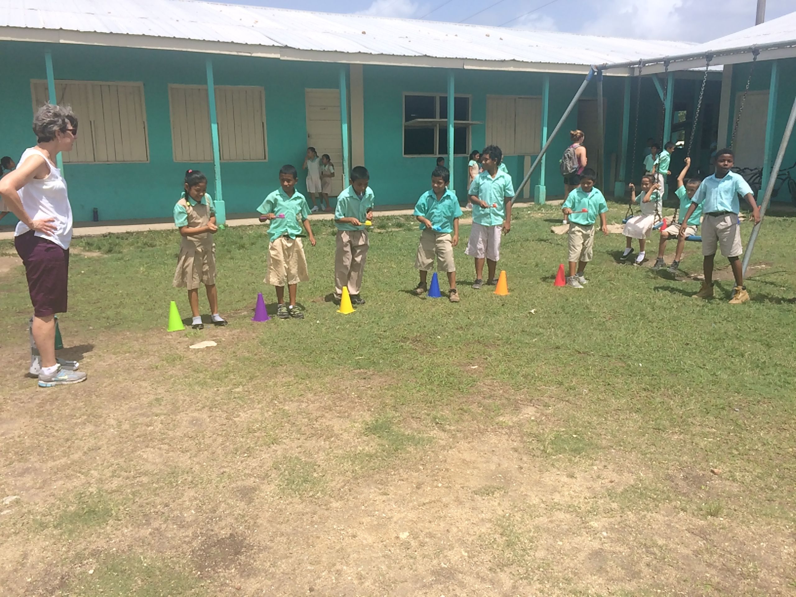 students playing outside